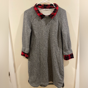 Kenneth Cole Grey and Plaid Long‎ Sleeve Dress Women’s Sz M